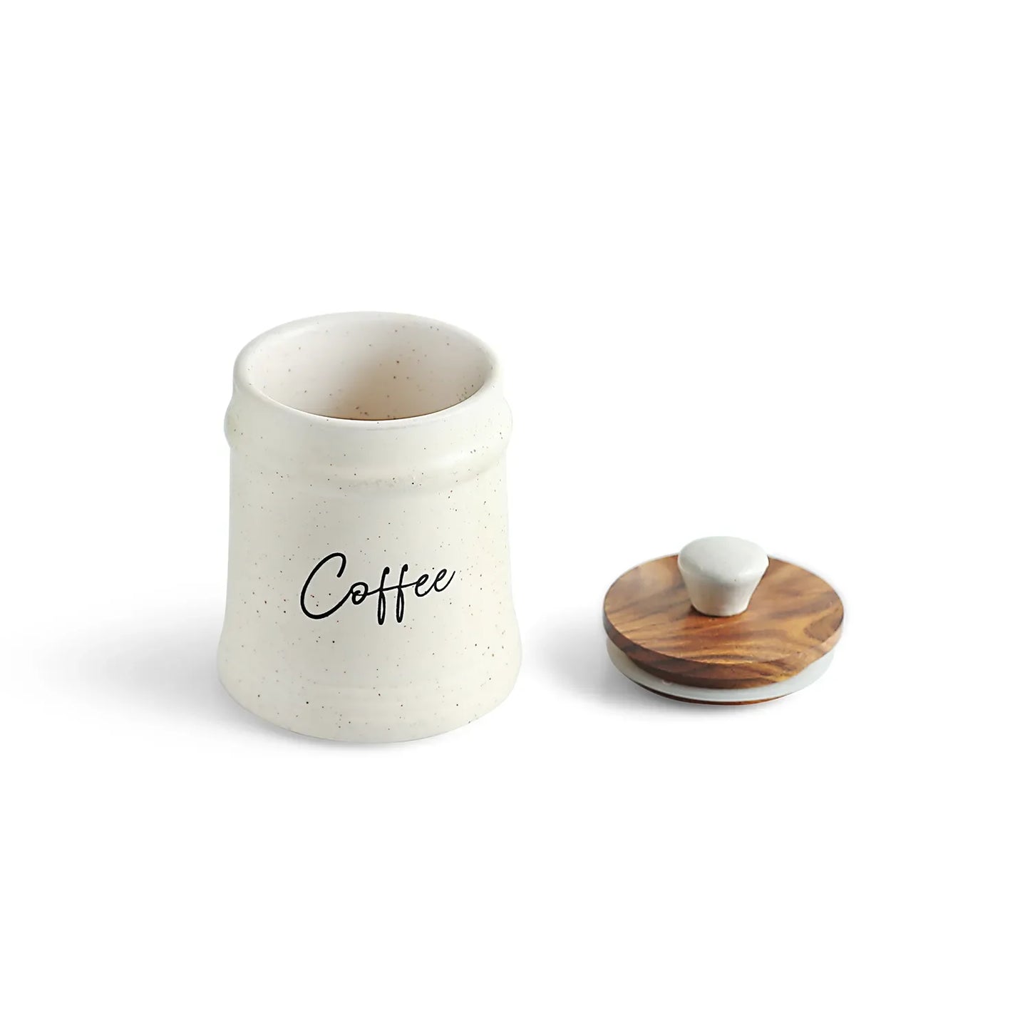 Multi-Utility Storage Jars & Containers In Ceramic With Wooden Lid (Set of 3, Airtight, 300 ML